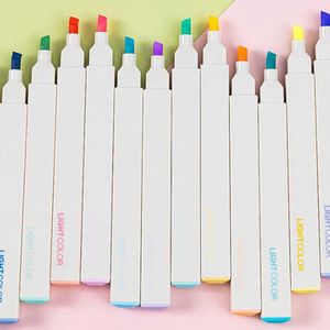 Highlighters 6PCSet Highlighter Pen Set Pastellmålning Graffiti för textfärgade markörer Stationery Mini Highlighters School Supplies J230302