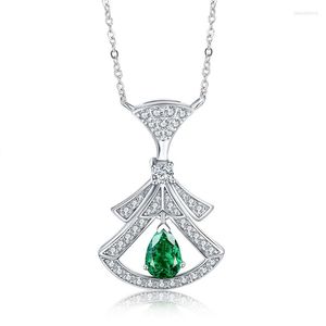 Kedjor 925 Sterling Silver Necklace Emerald Lab Zambia Pendant Kjol Formhalsband för kvinnor