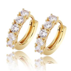 Hoop Huggie Micro Pave Cz Round Stud Earringhip Hop Gold Sier Fashion Ohrringe Iced Out Diamond Earring Hip Rock Jewelry F Dhgarden Dhatu