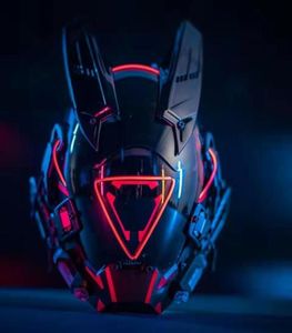 Parti Maskeleri Cyberpunk Cosplay misilleme Shinobi Özel Kuvvetler Samurai Üçgen Projesi El LED Işık 2301132043559