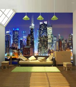 Wallpapers Custom Any Size Building Wall Mural Paintings City Night View Gray 3D Po Wallpaper Living Room Bedroom Study Decor2582505
