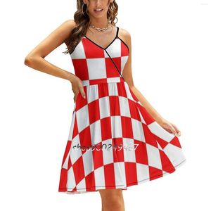 Casual Dresses Croatia Checkerboard Sling Dress Women Summer Printing Condole Belt Hrvatska Hrvati Soccer Hrvatski Nogomet