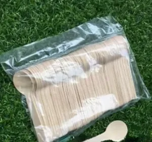 Mini colher de madeira Sorvete de sorvete festas de casamento banquetes de artesão de madeira descartáveis ​​utensílios de cultério 5000pcs por atacado