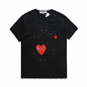 Tasarımcı Tee Erkek Tişörtleri Com Des Garcons Logo Kırmızı Kalp Kısa Kollu T-Shirt Siyah Kadınlar Boyut