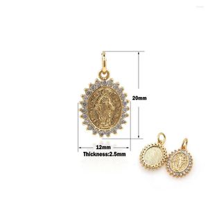 Charms Zircon Oval Gold Religido Jesus Pingente Colar usado para fazer acessórios de jóias católicas feitas à mão