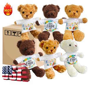 Teddy Bear with Sublimation Tee Shirt Sublimation Plush Bear Shirts Plush Toys Stuffed Animals Gifts for Baby Shower Birthday Xmas Valentines Day DIY