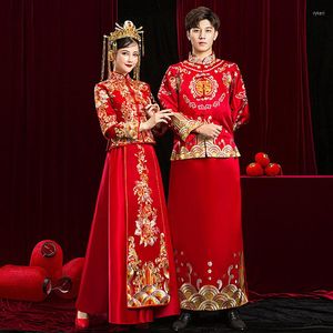 Ethnische Kleidung Chinesischer Stil Traditionell Plus Größe 6XL 2023 Modern Cheongsam Rot Qipao Lange Frauen Mann Hochzeitskleid Orientalische Kleider