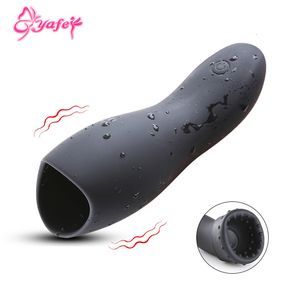 Masturbatoren Automatischer männlicher Masturbator Cup Schwarz 10-Gang-Vibrator Penisverzögerungstrainer Massagegerät Eichel Stimulieren 18 Erwachsene Sexspielzeuge für Männer 230307