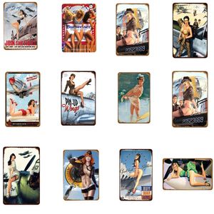 Sexy Lady Shabby Chic Pin Up Girl Tin Signs Metal Painting Iron Painting Art Wall Decor Club Bar Living Room Home Decoration 30X20cm W03