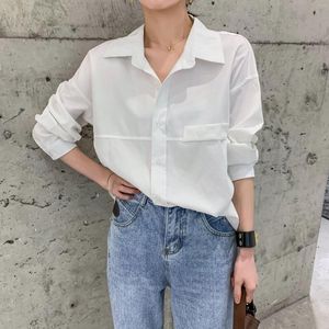 Women's Blouses Women's Chic White Shirt Office Jacket Spring Clothing Casual Female Long Sleeve Button Down Solid Stylish Blouse Top