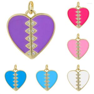 Charms Love Heart Shape Pingente DIY Acessórios Brincos de colar de pulseira Jóias CZ Fazendo material de cobre de moda Batilhão de cobre