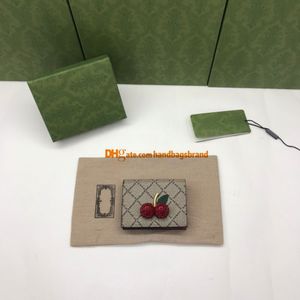 476050 Hochwertige Leder-Kirschbrieftaschen, klassische Italien-Kurzbrieftasche, Luxus-Designer-Visitenkartenhalter, Münzgeldbörse aus echtem Leder mit Geschenkbox