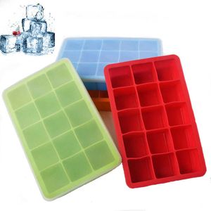 Glassverktyg 15 Grid Silicone Cube Mold Large Silicone Ice Tray Mold Ice Cube Maker Mögel Nontoxic Hållbar bar Pub Wine Ice Blocks Maker Z0308