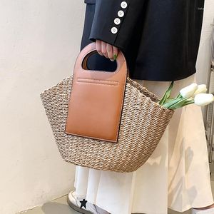 Evening Bags 2023 Summer Fashion Big Beach Basket Bag Lady Straw Shoulder Female Travel Large Capacity Woven Totes Handmade Handbags