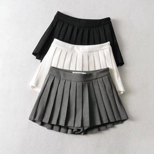 Skirts HYRAX Pleated Skirt Summer 2023 Pattern High Waist Shows Thin Sexy Retro Tennis Black White Korea Miniskirt