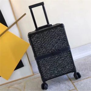 Bourget Trolley Case Cascase Canvas Leather 360 درجة عجلات دوارة للنساء الرجال أمتعة السفر 20 بوصة