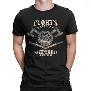 メンズTシャツFlokis Shipyard Kattegat Viking Ship and Sword Shirt for Men cotton Round Collar Tee半袖服の夏