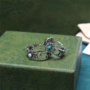 Daisy Shape Wedding Mens Rings Золотые голубые черные бриллианты раскрашенные бусины бирюзовые простые драгоценные цветочные кольца Homme Designer Designer Accessories ZB038 E23