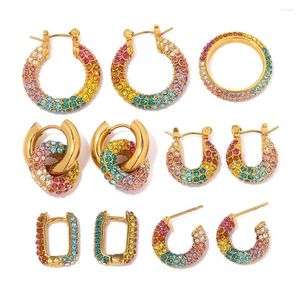Brincos de colar Set Setway aço inoxidável de aço inoxidável colorido anel de brinco de zircônia cúbica Pvd cor da moda da moda de moda de moda jóias