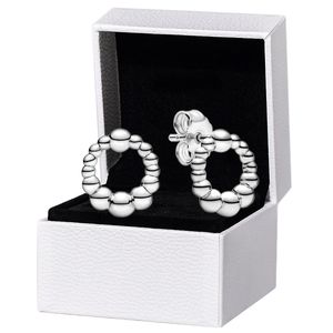Boncuklu Daire Saplama Küpe Pandora için Gerçek Gümüş Moda Düğün Takı Kadınlar Için Kız Arkadaşı Hediye Orijinal Kutusu Set ile tasarımcı Küpe