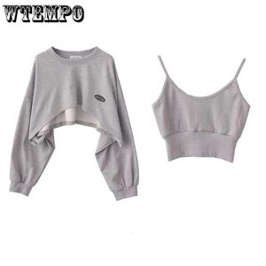Women s T Shirt Short Thin Sweatshirt Long Sleeve Crew Neck Casual Top Blouse Daily Two piece Simple Style Wholesale 230307