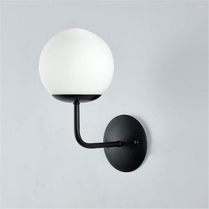 Wall Lamp Gold Sconce Lighting Black Bathroom Light Fixture Modern Indoor Bedroom Lights With Matte Globe Glass Shades