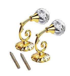 Hooks Rails 2 stks luxueuze metalen kristallen glazen gordijn houderhouderij wandbind achter hanger houder grote raamopslag accessoires han8906260
