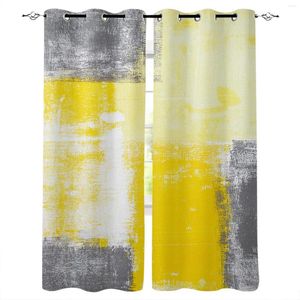 Curtain Paint Abstract Geometric Yellow Blackout Curtains For Kitchen Bedroom Kids Room Window Treatment Living