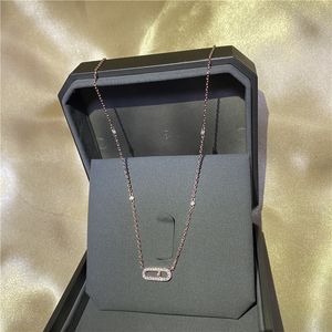 Pendant Necklaces S925 Sterling Silver Womens Necklace with CloseRound Diamonds A Moving Diamond Original French High Jewelry 230307