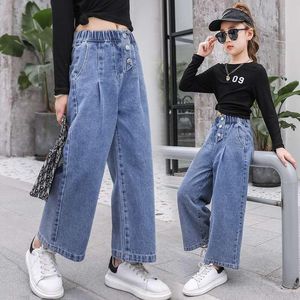 Jeans Spring Girls 2023 Fashion Loose Style Pants For Girl 3-10 Years Old Kids Wide Leg Children Clothes