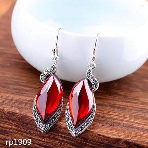 Dangle Earrings KJJEAXCMY Boutique Jewelry S925 Sterling Silver Handmade Women's Garnet Red Corundum Blue Sandstone