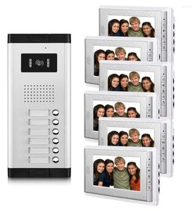 Video Door Phones 6/8/10/12 Unit Apartments Intercom System 7 Inch Phone Kit Doorbell For 6-12 Household Apartment