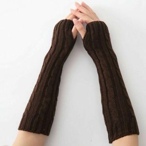 Five Fingers Gloves Winter Women Fashion Warm Long With Knitted Wrist Arm Hand Warmer Fingerless Gloves1