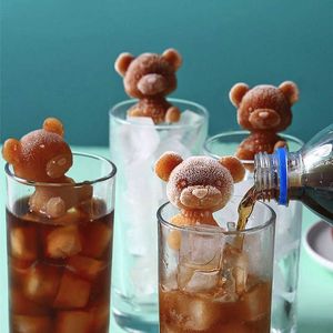 Glassverktyg Silikon Mögel Bear Shape Ice Cube Maker Chocolate Cake Mold Candy Dough Mold For Coffee Milk Tea Fondant Whisky Ice Mold Z0308