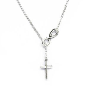 Necklaces Silver Plating Cross Necklace Women Fashion Jewelry Gothic Religious Pendant Trendy Metal Choker Sweater Chain Accessories Gift L2404