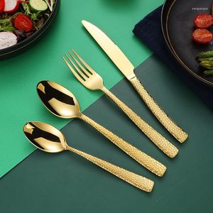 Dinnerware Sets Western Cutlery Stainless Steel Steak Knife Fork Spoon Set And Gold Tableware Dinner