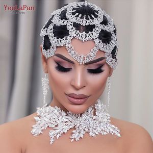 Wedding Hair Jewelry YouLaPan HP480 Bridal Headband Big Flower Shape Headdress for Women Crystal Hollow Headpiece Zircon Headwear 230307