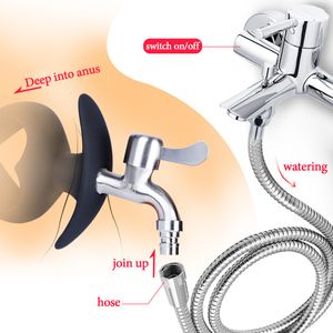 Anal Spielzeug Hohl Plug Mit Wasserhahn Zum Waschen Anus Vaginale Reinigung Einlauf Dildo XL Sex Silikon Butt Drahtlose Vibrator 230307