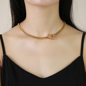 Naszyjniki wiszące 6 mm mody Złoty kolor Naszyjnik dla kobiet Tytanium Stalowy łańcuch Chunky Choker Punk Party Party Jewelry