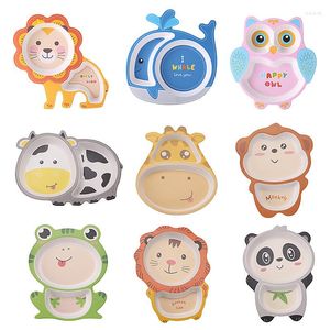 Dinnerware Sets Cute Cartoon Bamboo Fiber Dish Children's Dinner Plate Rice Tableware