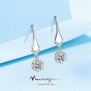 Dangle Earrings Vinregem 925 Sterling Silver 18K White Gold 2CT Moissanite Hook Jewelry For Women Engagement/Anniversary Gift Wholesale