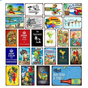 Hisimple Beach Parrot Plakat Tin Znak vintage plażowy metalowy znak bar pubowy WEALL WEALL PARROT METAL TALE RETRO HAVAII SURFING Płytki