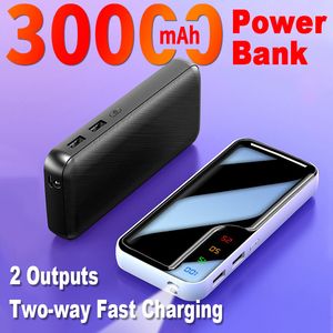 Two-vägs snabb laddning Power Bank Portable 30000mAh Digital Display Externt batteri med LED-lampa för iPhone Mi Huawei Samsung