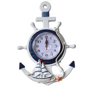 Dekorative Objekte Figuren Anker Uhr Strand Meer Thema Nautisches Schiff Rad Ruder Lenkrad Dekor Wandbehang Dekoration 230308