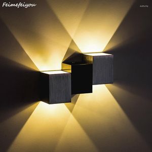 Wall Lamps Feimefeiyou Lamparas Led Modern Brief Cube Up& Down Light Mounted 2W 6W Lamp Indoor Decoration Aluminum Lights