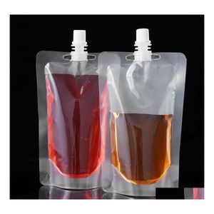 Water Bottles 250Ml Standup Plastic Drink Packaging Bag Spout Pouch For Juice Milk Coffee Beverage Liquid Packing Drop Delivery Home Dh5Hd