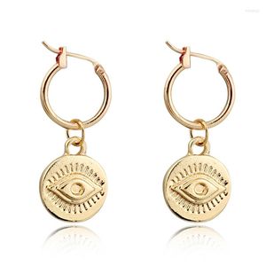 Hoop & Huggie Hoop Earrings 1Pair European Trendy Gold Metal Eye For Women Vintage Small Round Pendant Endless Circle Jewelry E599