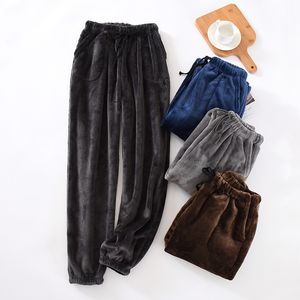 Men's Pants Large size fleece thickened men's pajama pants coral warm trousers autumn and winter flannel pencil homewear 230307