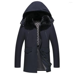 Männer Unten Männer 2023 Winter Jacke Casual Faux Pelz Kragen Lange Dicke Parkas Warme Mantel Mit Kapuze Taschen Ente Jacken parka