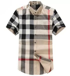 Luxurys Desingers Abito da uomo Business Casual Camicia a maniche a righe slim maschile moda sociale plaid M-3XL # 01 683616939